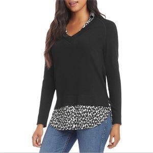 KAREN KANE Printed Layered Look Sweater